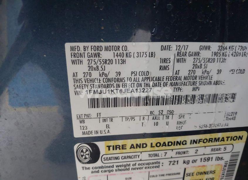 Photo 9 of 2018 Ford Expedition LIMITED (VIN 1FMJU1KT6JEA13227)