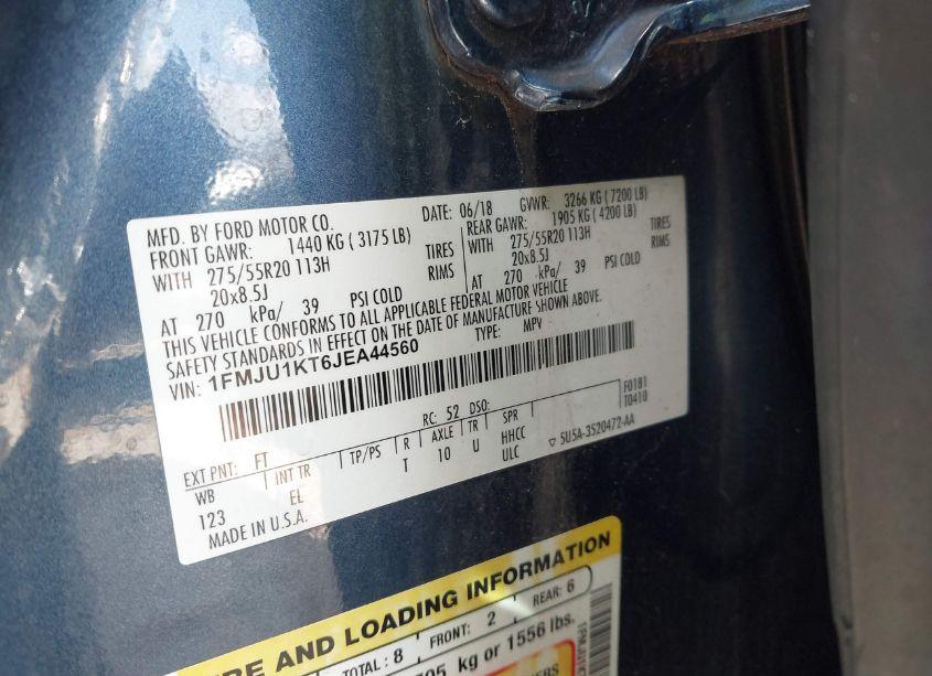 Photo 9 of 2018 Ford Expedition LIMITED (VIN 1FMJU1KT6JEA44560)