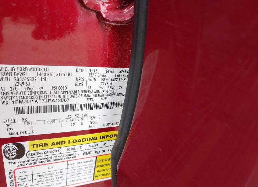 Photo 9 of 2018 Ford Expedition LIMITED (VIN 1FMJU1KT7JEA18887)