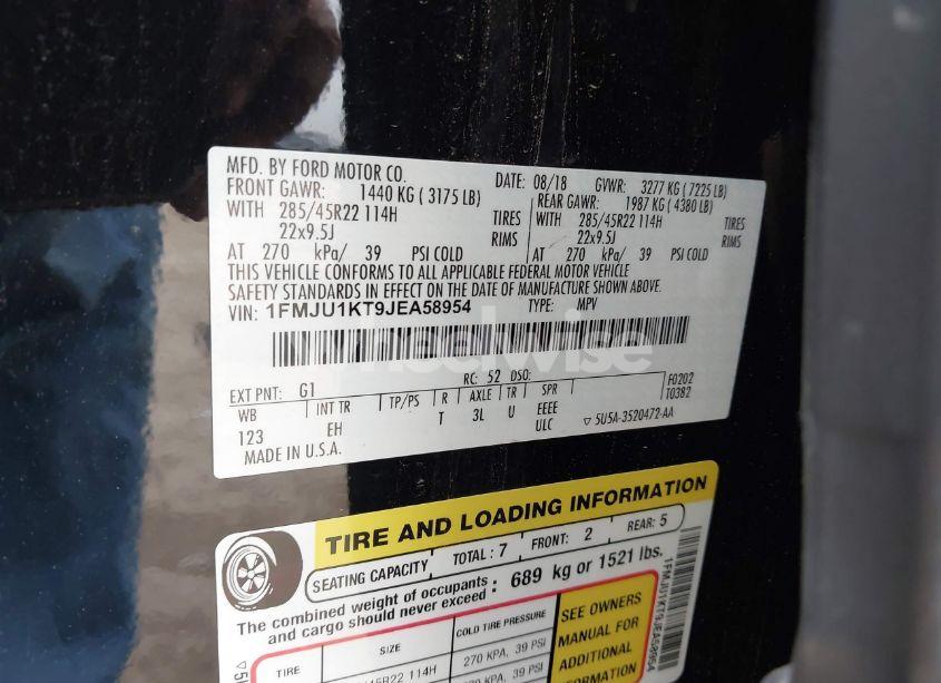 Photo 9 of 2018 Ford Expedition LIMITED (VIN 1FMJU1KT9JEA58954)