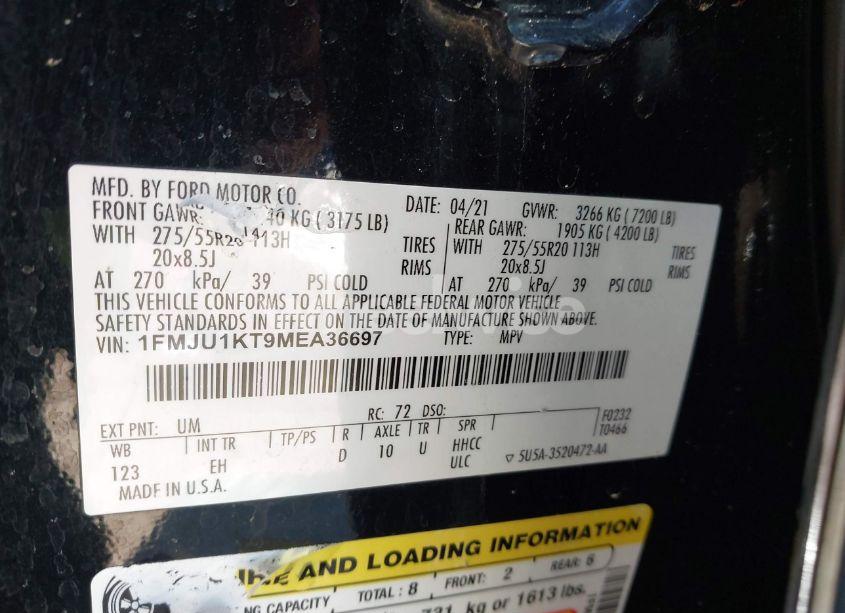 Photo 9 of 2021 Ford Expedition LIMITED (VIN 1FMJU1KT9MEA36697)