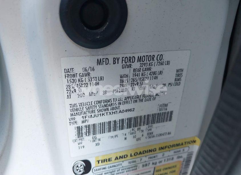 Photo 9 of 2017 Ford Expedition LIMITED (VIN 1FMJU1KTXHEA04962)