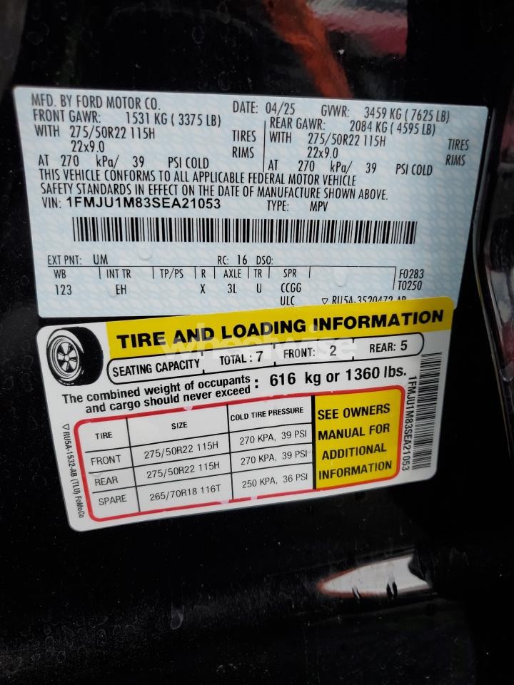 Photo 14 of 2025 FORD EXPEDITION PLATINUM (VIN 1FMJU1M83SEA21053)