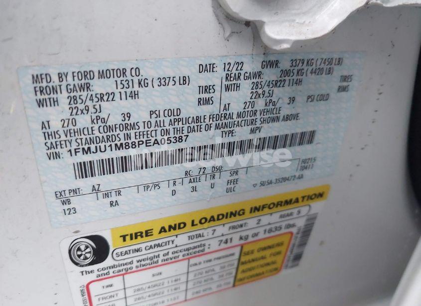 Photo 9 of 2023 Ford Expedition PLATINUM (VIN 1FMJU1M88PEA05387)