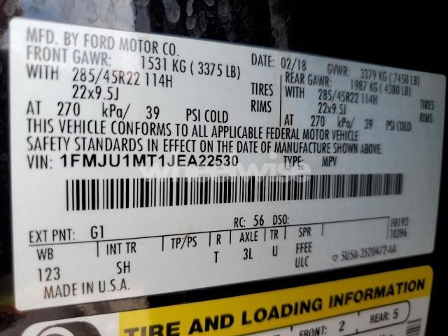 Photo 13 of 2018 FORD EXPEDITION PLATINUM (VIN 1FMJU1MT1JEA22530)