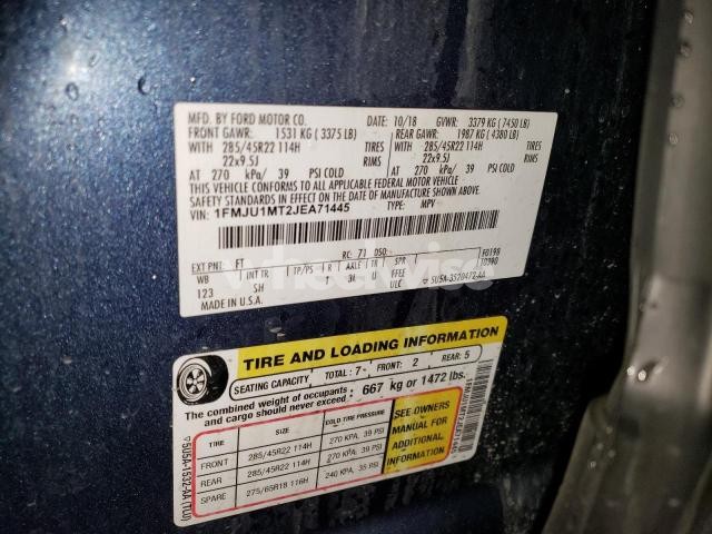 Photo 2 of 2018 FORD EXPEDITION PLATINUM (VIN 1FMJU1MT2JEA71445)