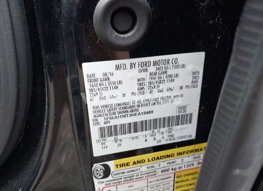 Photo 9 of 2017 Ford Expedition PLATINUM (VIN 1FMJU1MT3HEA15489)