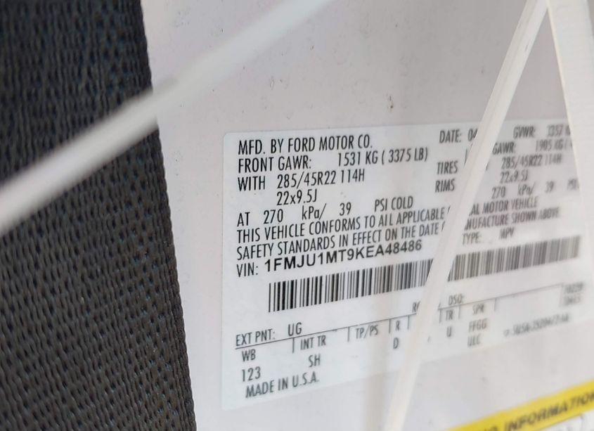 Photo 9 of 2019 Ford Expedition PLATINUM (VIN 1FMJU1MT9KEA48486)