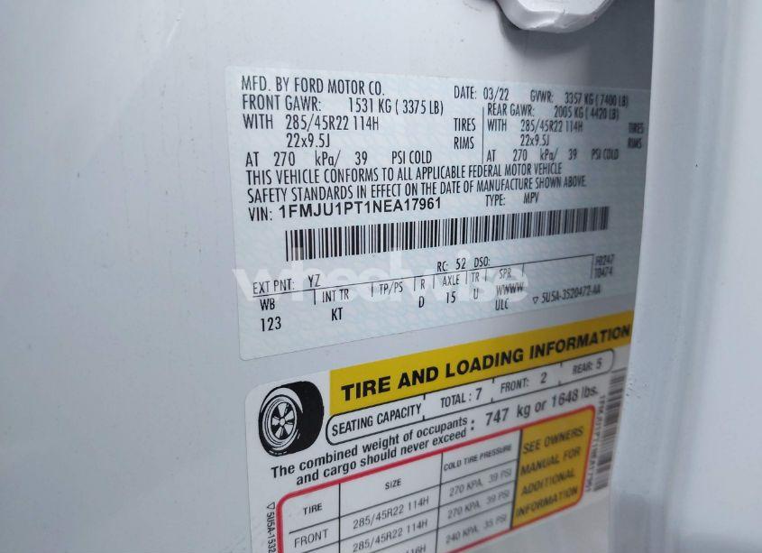 Photo 9 of 2022 Ford Expedition KING RANCH (VIN 1FMJU1PT1NEA17961)