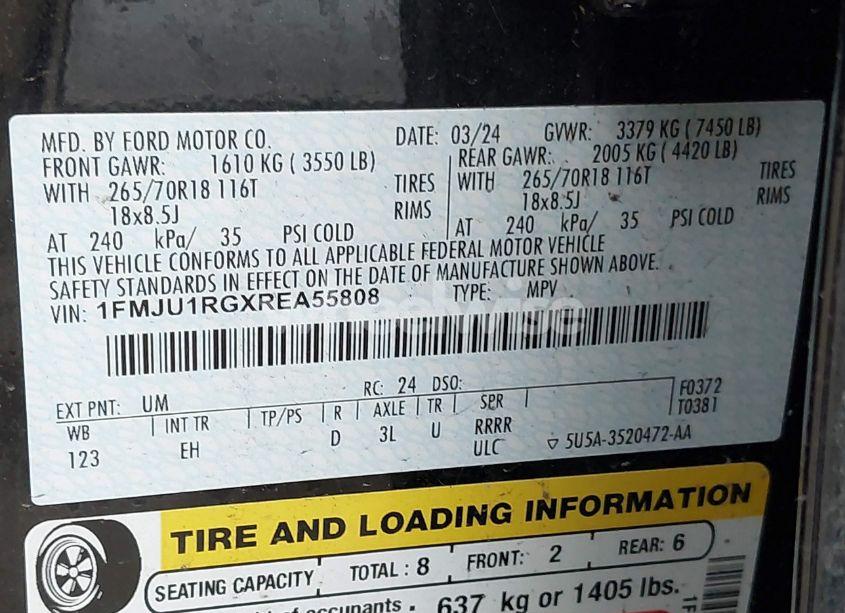 Photo 9 of 2024 Ford Expedition TIMBERLINE (VIN 1FMJU1RGXREA55808)