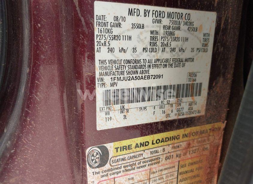 Photo 9 of 2010 Ford Expedition LIMITED (VIN 1FMJU2A50AEB72091)