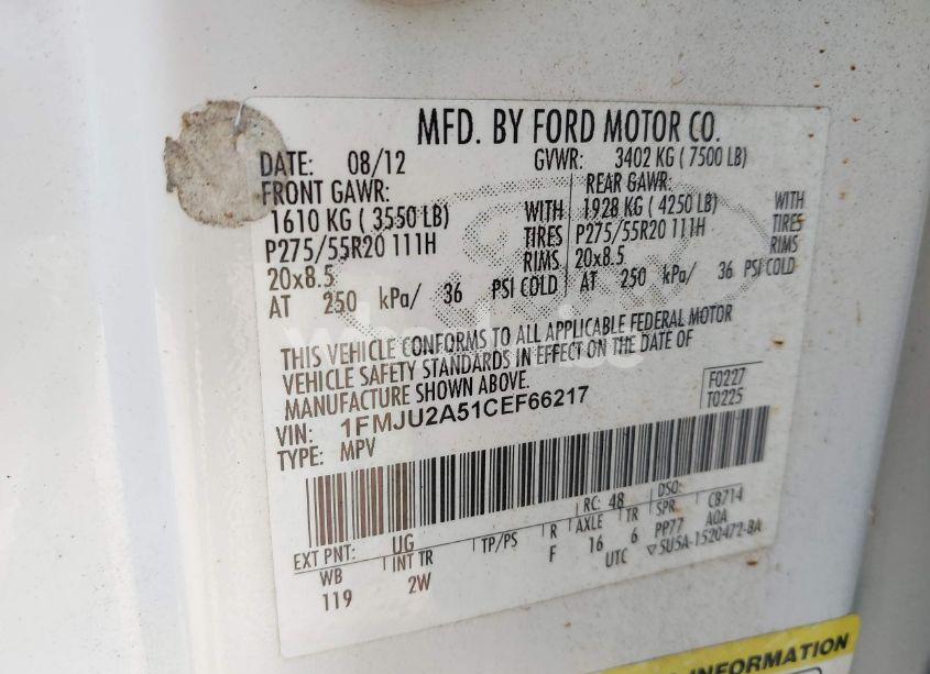 Photo 9 of 2012 Ford Expedition LIMITED (VIN 1FMJU2A51CEF66217)