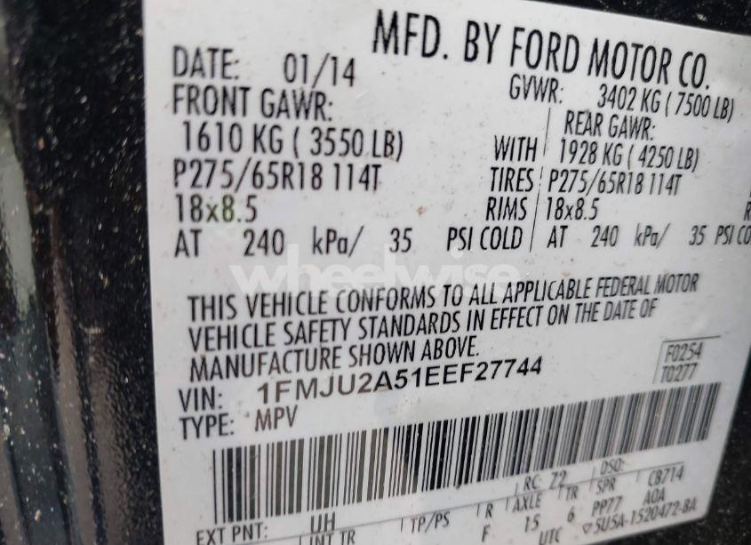 Photo 9 of 2014 Ford Expedition LIMITED (VIN 1FMJU2A51EEF27744)