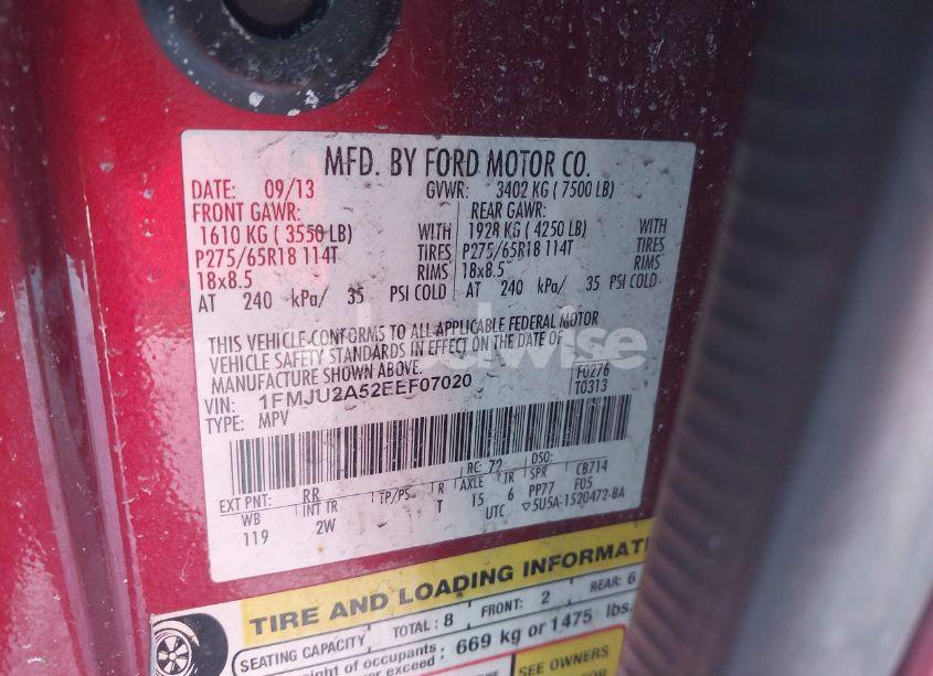 Photo 9 of 2014 Ford Expedition LIMITED (VIN 1FMJU2A52EEF07020)