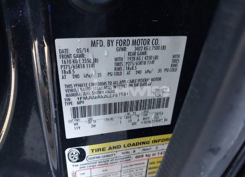 Photo 9 of 2014 Ford Expedition LIMITED (VIN 1FMJU2A52EEF51941)