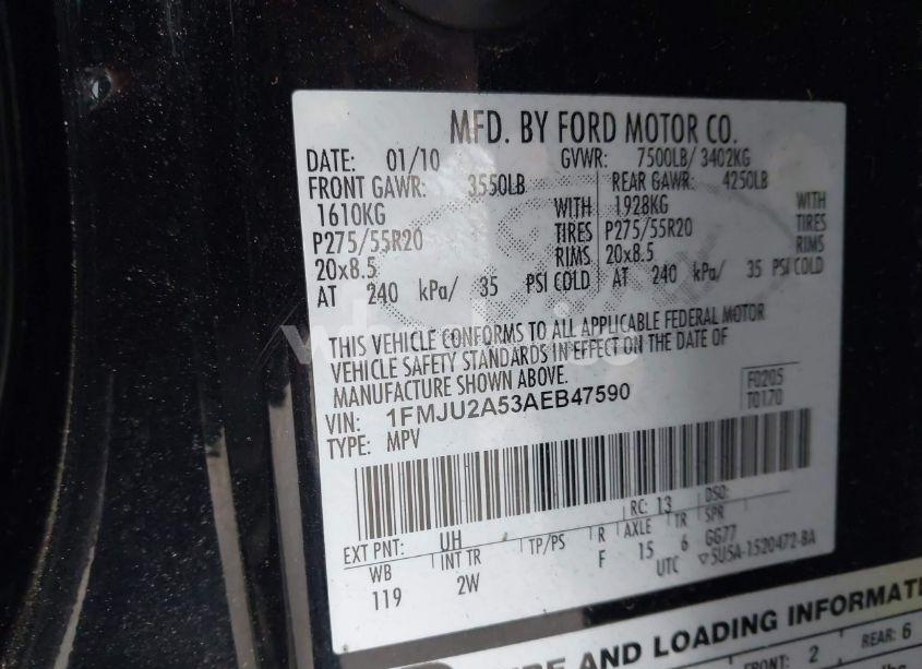 Photo 9 of 2010 Ford Expedition LIMITED (VIN 1FMJU2A53AEB47590)