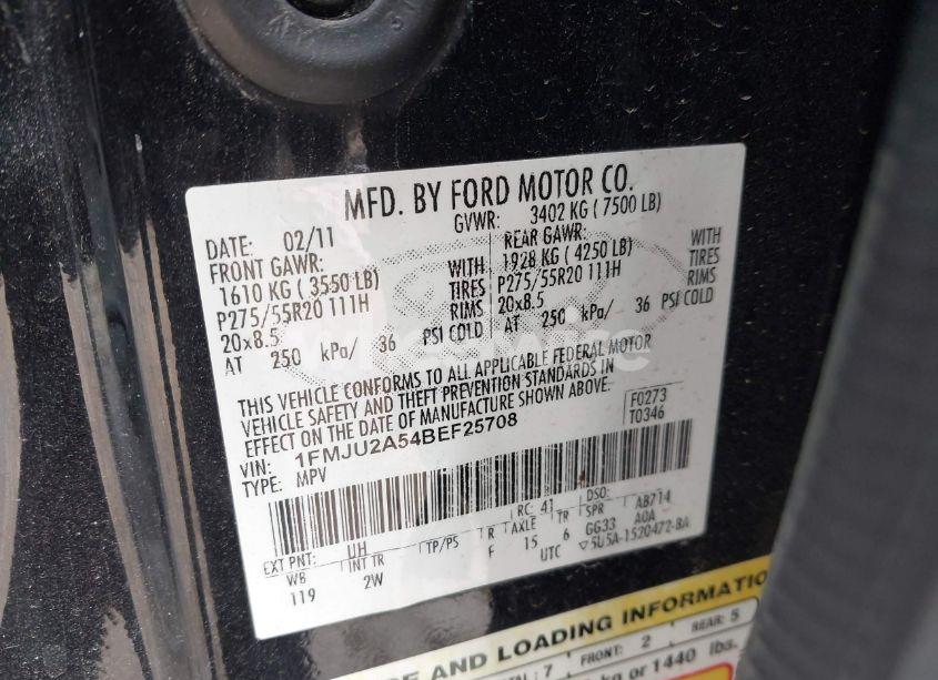 Photo 9 of 2011 Ford Expedition LIMITED (VIN 1FMJU2A54BEF25708)