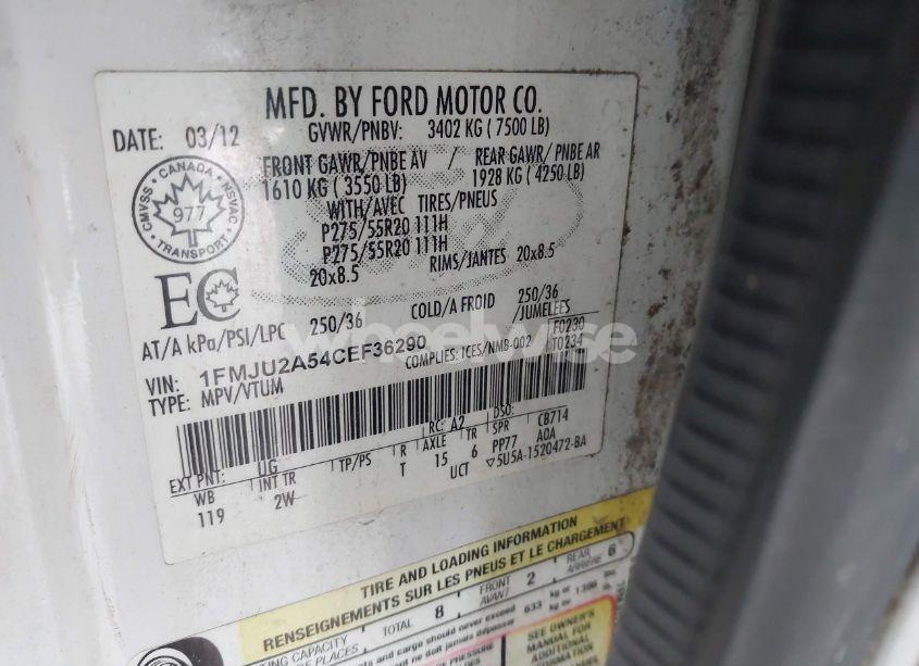 Photo 9 of 2012 Ford Expedition LIMITED (VIN 1FMJU2A54CEF36290)