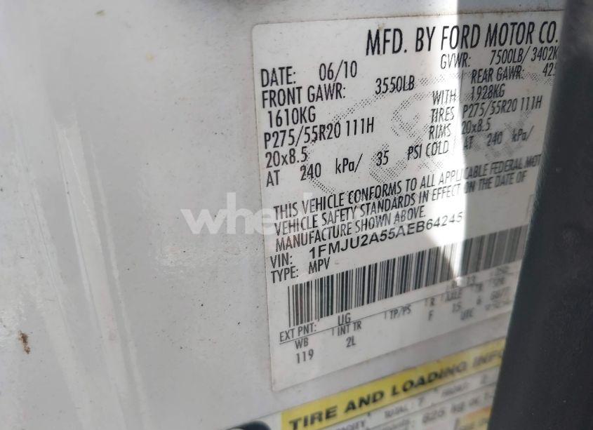 Photo 9 of 2010 Ford Expedition LIMITED (VIN 1FMJU2A55AEB64245)