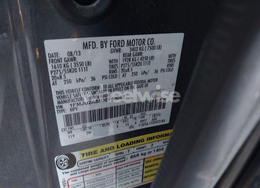 Photo 9 of 2013 Ford Expedition LIMITED (VIN 1FMJU2A55DEF69087)