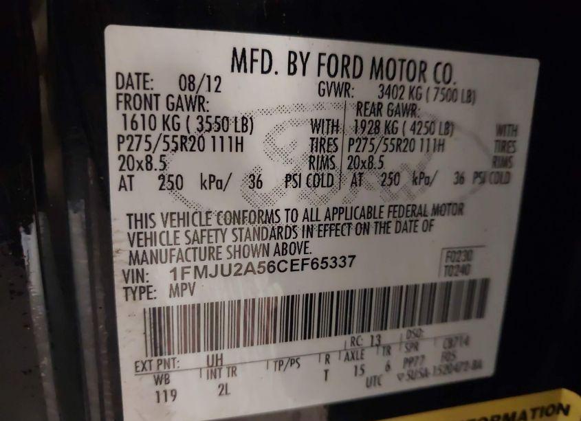 Photo 9 of 2012 Ford Expedition LIMITED (VIN 1FMJU2A56CEF65337)