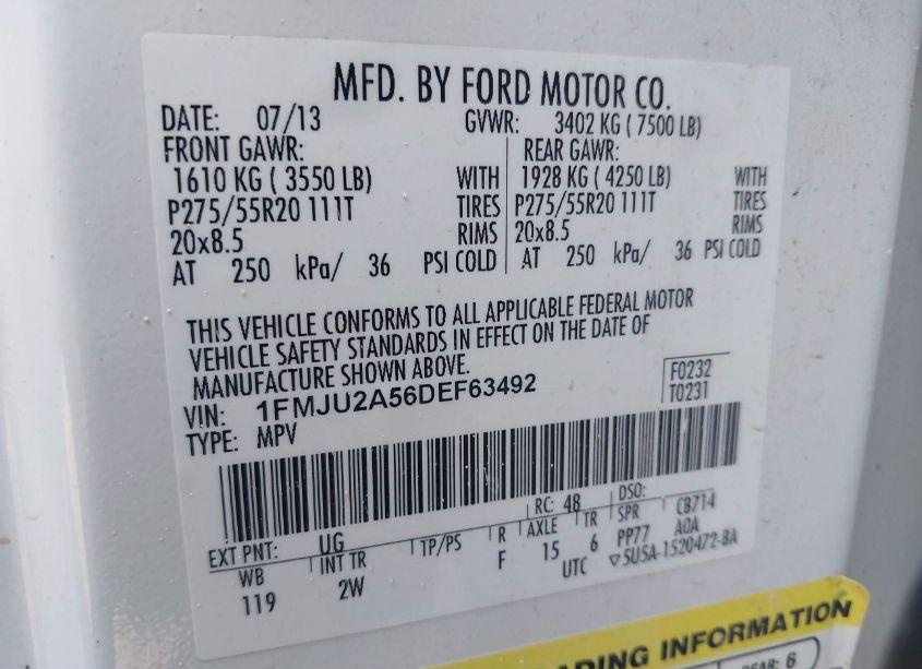 Photo 9 of 2013 Ford Expedition LIMITED (VIN 1FMJU2A56DEF63492)