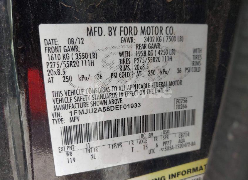 Photo 9 of 2013 Ford Expedition LIMITED (VIN 1FMJU2A58DEF01933)