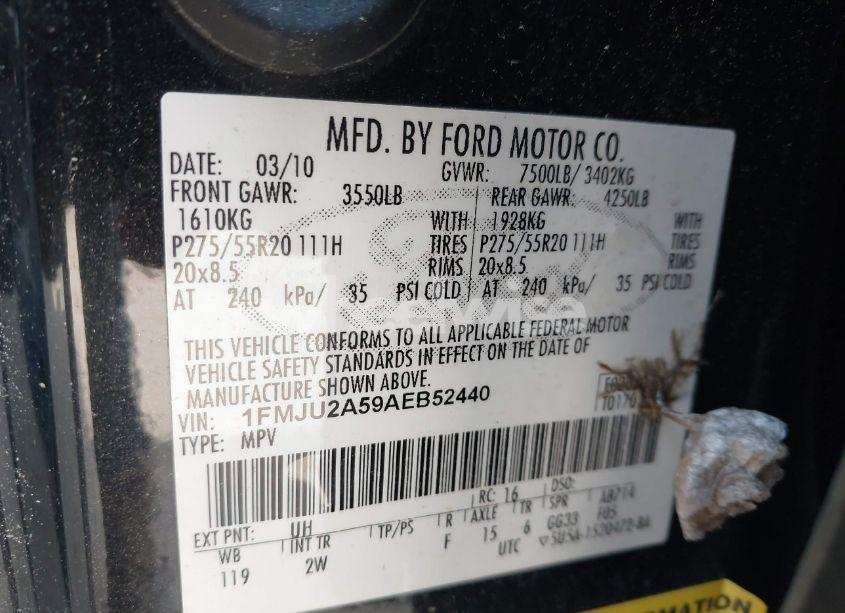 Photo 9 of 2010 Ford Expedition LIMITED (VIN 1FMJU2A59AEB52440)