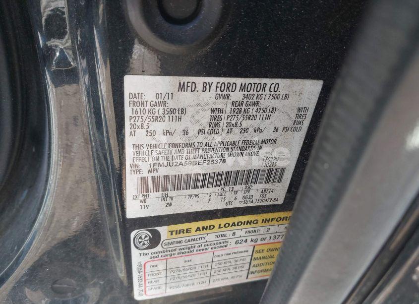 Photo 9 of 2011 Ford Expedition LIMITED (VIN 1FMJU2A59BEF25378)