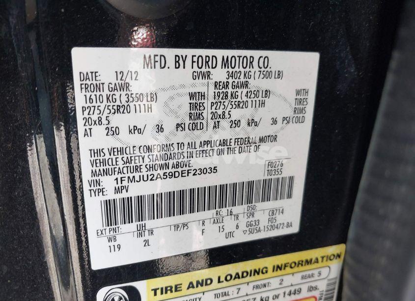 Photo 9 of 2013 Ford Expedition LIMITED (VIN 1FMJU2A59DEF23035)