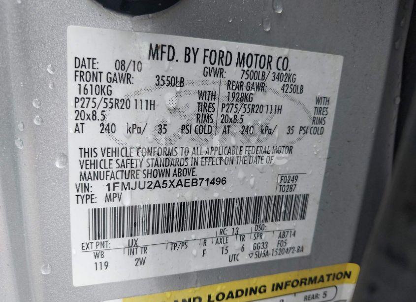 Photo 9 of 2010 Ford Expedition LIMITED (VIN 1FMJU2A5XAEB71496)