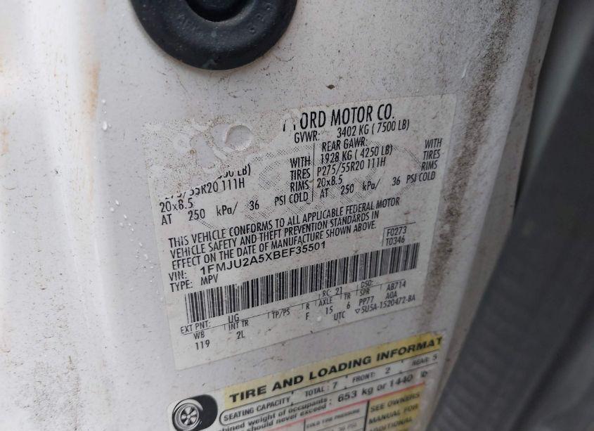 Photo 9 of 2011 Ford Expedition LIMITED (VIN 1FMJU2A5XBEF35501)