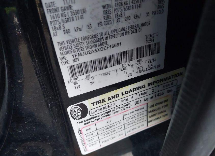 Photo 9 of 2013 Ford Expedition LIMITED (VIN 1FMJU2A5XDEF16661)