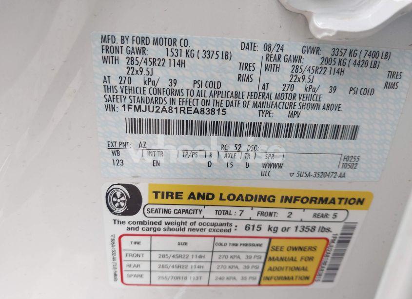 Photo 9 of 2024 Ford Expedition LIMITED (VIN 1FMJU2A81REA83815)