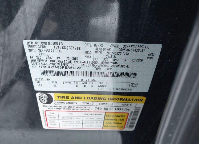 Photo 9 of 2023 Ford Expedition LIMITED (VIN 1FMJU2A86PEA56123)