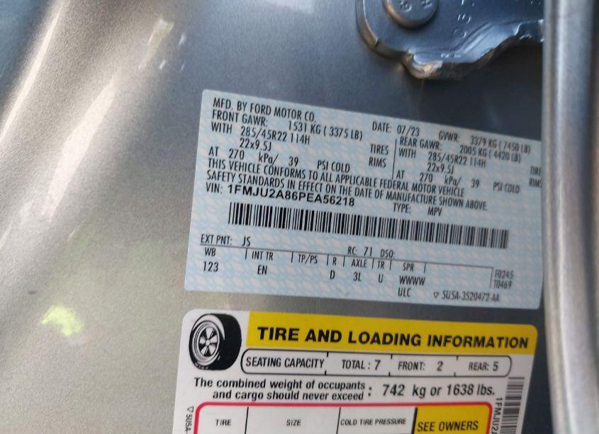 Photo 9 of 2023 Ford Expedition LIMITED (VIN 1FMJU2A86PEA56218)