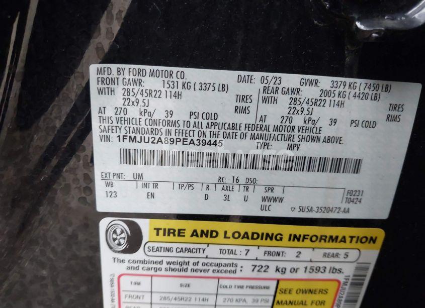 Photo 9 of 2023 Ford Expedition LIMITED (VIN 1FMJU2A89PEA39445)