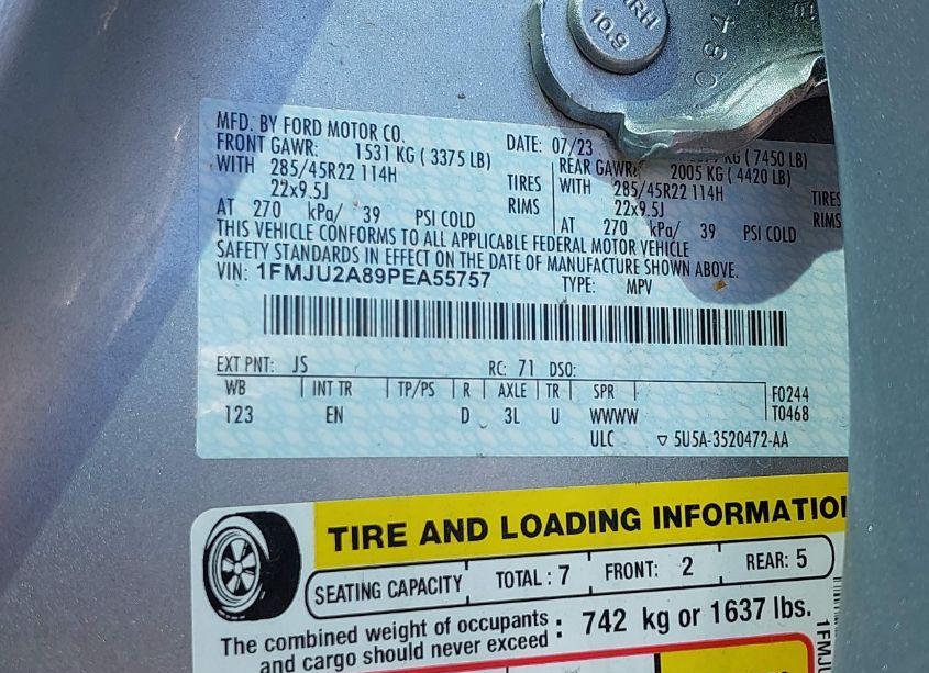 Photo 9 of 2023 Ford Expedition LIMITED (VIN 1FMJU2A89PEA55757)