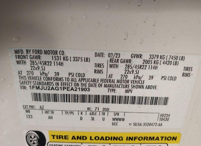 Photo 9 of 2023 Ford Expedition LIMITED (VIN 1FMJU2AG1PEA21903)