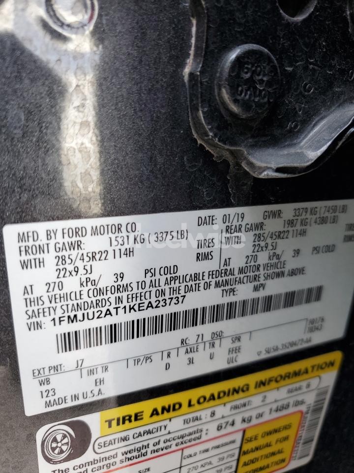 Photo 13 of 2019 FORD EXPEDITION LIMITED (VIN 1FMJU2AT1KEA23737)