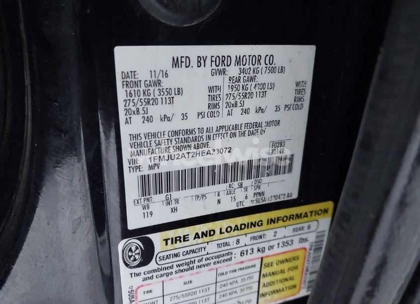 Photo 9 of 2017 Ford Expedition LIMITED (VIN 1FMJU2AT2HEA33072)