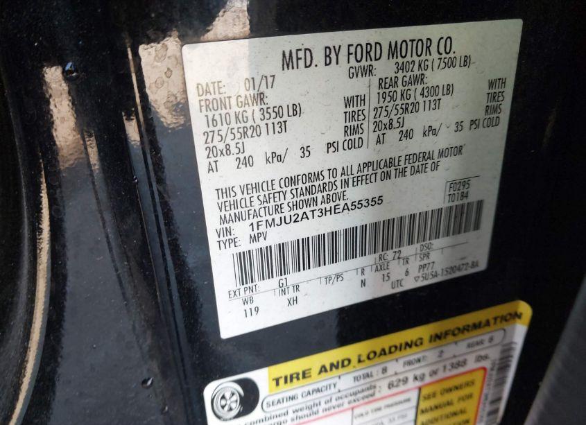 Photo 9 of 2017 Ford Expedition LIMITED (VIN 1FMJU2AT3HEA55355)