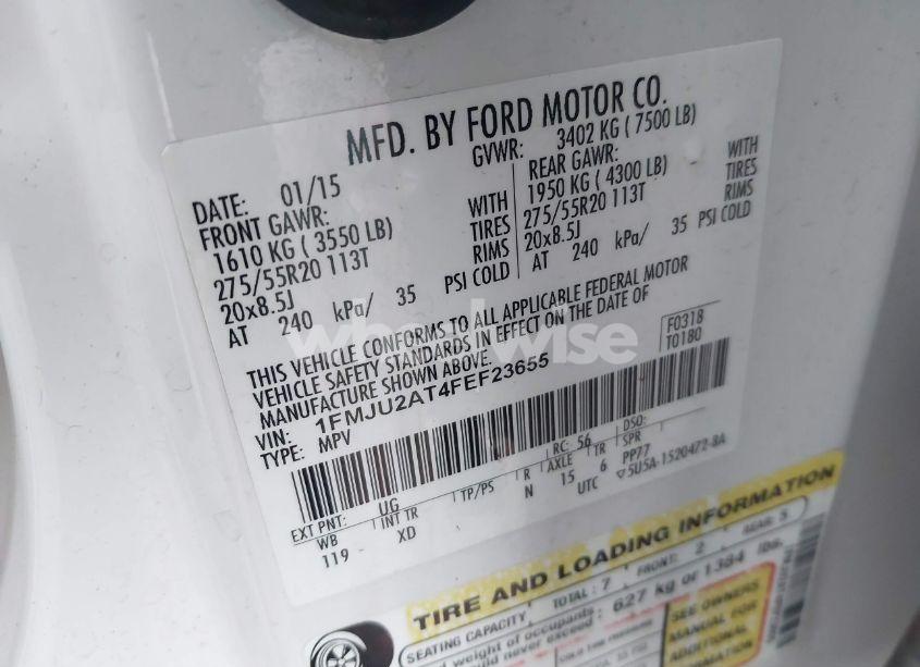 Photo 9 of 2015 Ford Expedition LIMITED (VIN 1FMJU2AT4FEF23655)