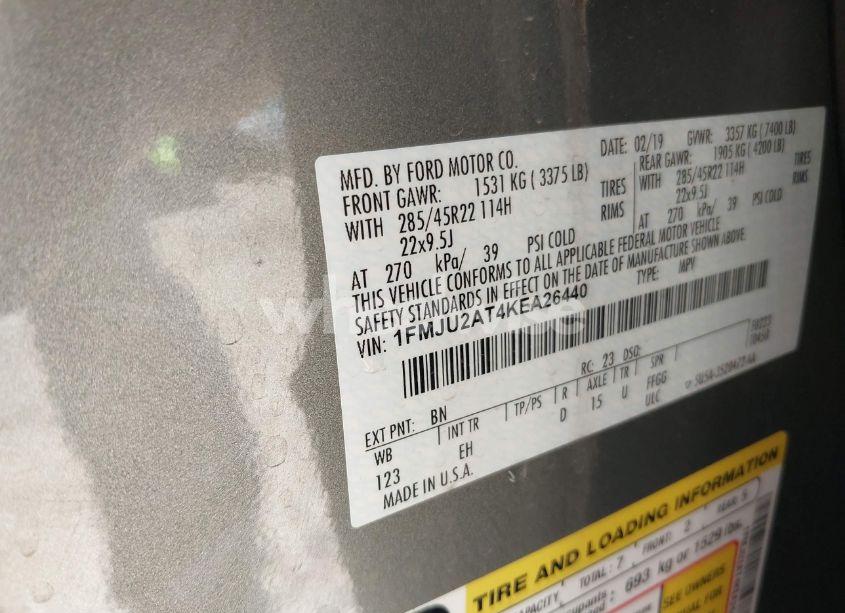 Photo 9 of 2019 Ford Expedition LIMITED (VIN 1FMJU2AT4KEA26440)