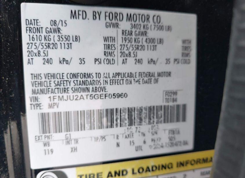 Photo 9 of 2016 Ford Expedition LIMITED (VIN 1FMJU2AT5GEF05960)