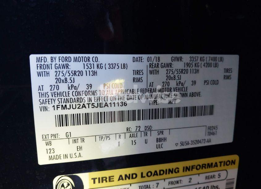 Photo 9 of 2018 Ford Expedition LIMITED (VIN 1FMJU2AT5JEA11136)