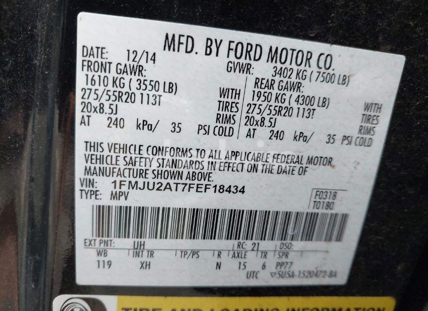 Photo 9 of 2015 Ford Expedition LIMITED (VIN 1FMJU2AT7FEF18434)