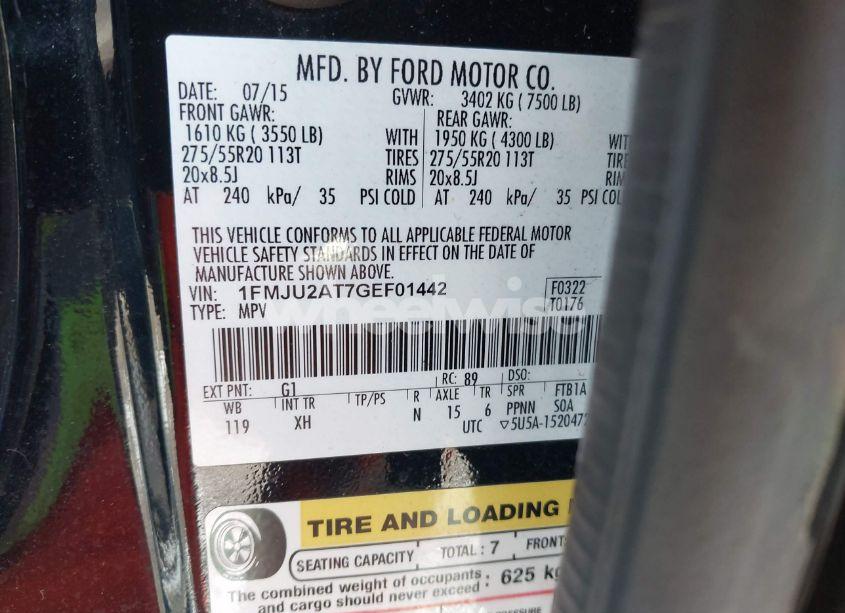 Photo 9 of 2016 Ford Expedition LIMITED (VIN 1FMJU2AT7GEF01442)