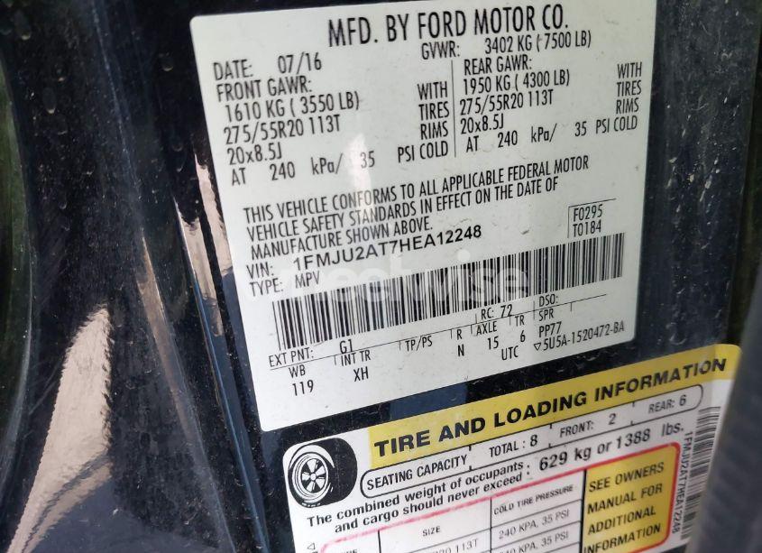 Photo 9 of 2017 Ford Expedition LIMITED (VIN 1FMJU2AT7HEA12248)