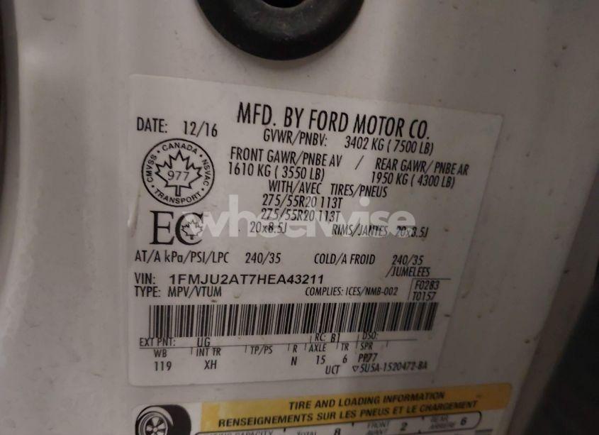 Photo 9 of 2017 Ford Expedition LIMITED (VIN 1FMJU2AT7HEA43211)